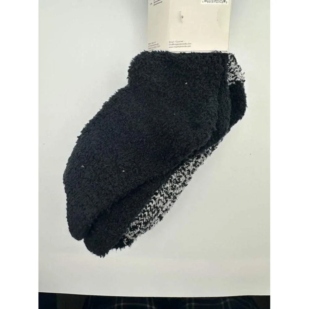 Daisy Fuentes 3 Pair Pack Cozy Crew Socks Gray Black Leopard Animal Print 4-10